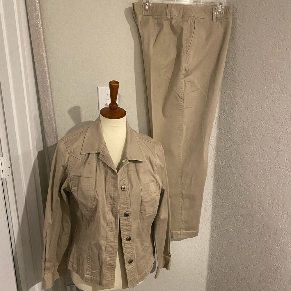 2 piece khaki jean outfit size 14